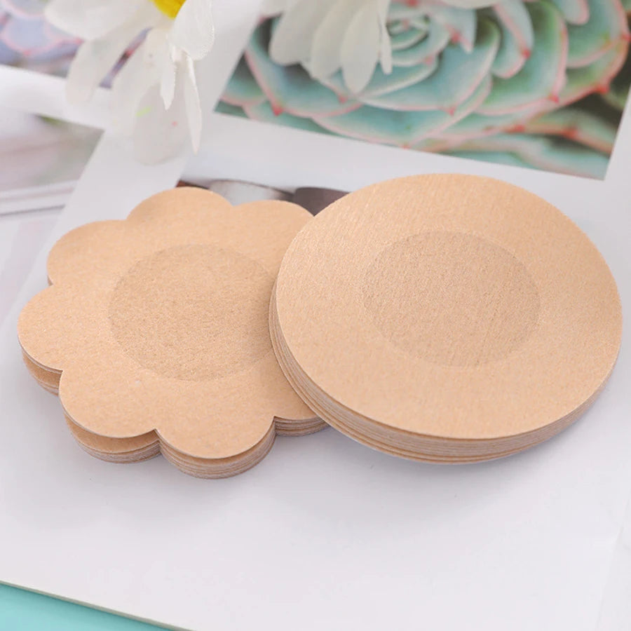 100PC Cloth Nipple Cover Teat Hide Women Disposable Nipple Pasties Piece Breast Petals Invisible Bra Padding Chest Sticker Patch
