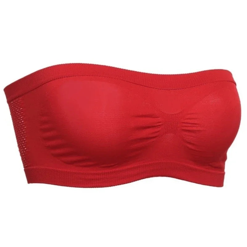 Lady's Sexy Strapless Crop Top Bra Bandeau Boob Tube Brassiere Summer Breathable Mesh Invisible Strapless Chest Wraps Tube Tops