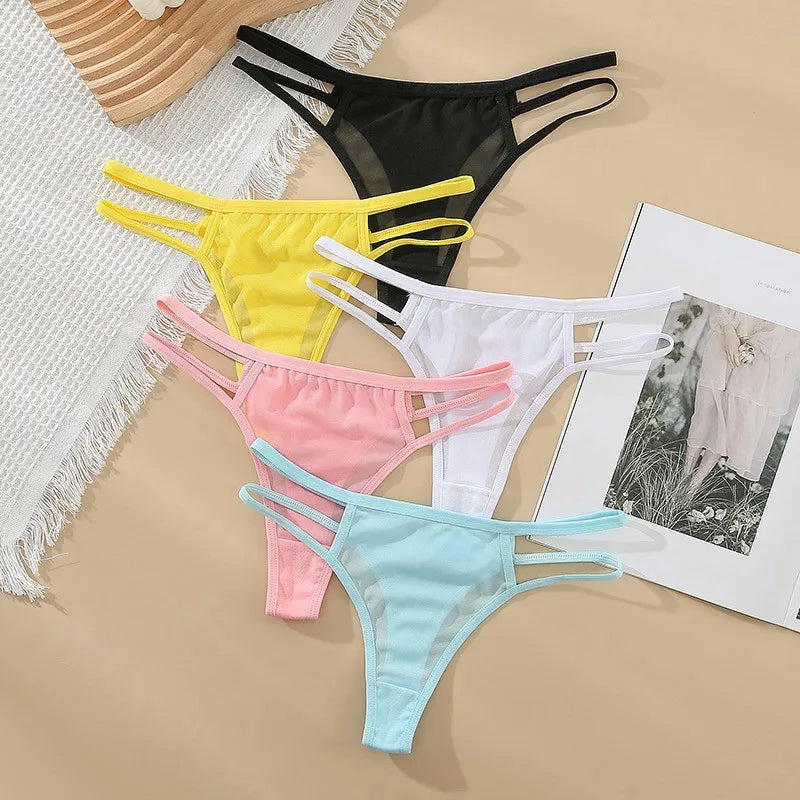 INTIMO SECRETS Transparent Hollow-Out G-String – Traceless Sexy Thong with Cotton Crotch