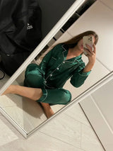 Womens Silk Satin Pajamas Set Sleepwear Pijama Women's Loungewear Pajamas Suit Female Sleep Two Piece Set Feminino Fofo Pyjamas