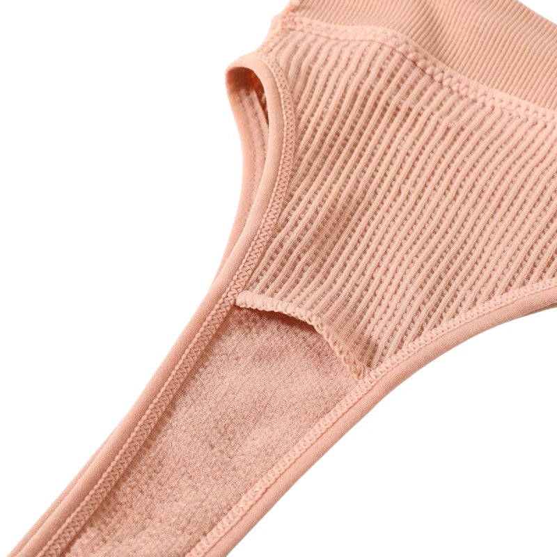 INTIMO SECRETS 3-Piece Seamless Push-Up Sports Bra Set – Deep U-Shape Ribbed Lingerie