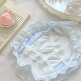 Kawaii Lingerie Lace Underwear Women Girls Blue Pink Ruffles Panties Briefs Japanese Sexy Cute Thongs Lolita Panty