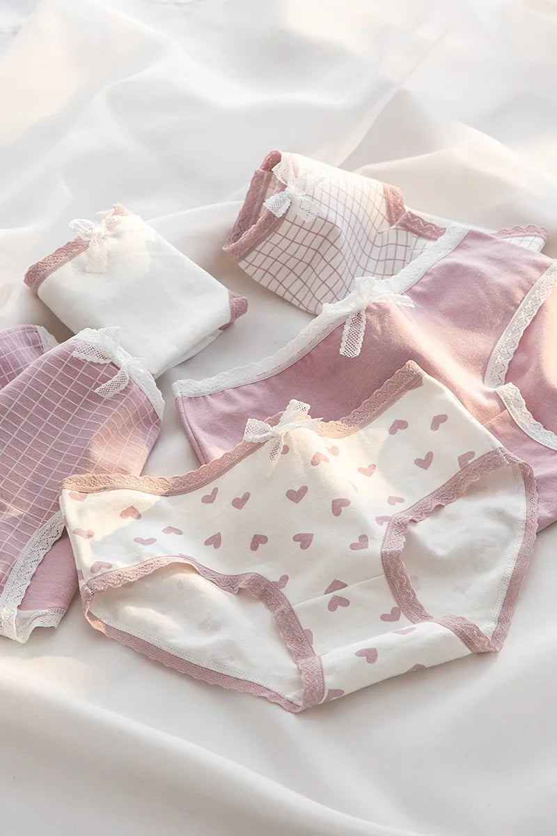 INTIMO SECRETS 5-Pack Cute Love Cotton Panties for Women