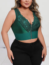 INTIMO SECRETS Plus Size Plunge Push-Up Bra – Dark Green Front-Zip Lingerie