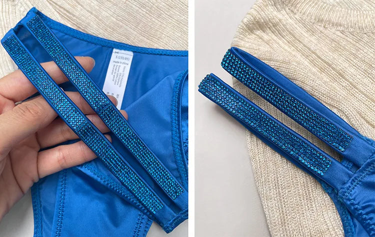 INTIMO SECRETS Rhinestone Thongs – Sexy Low-Waist G-String Underwear for Women S-XL