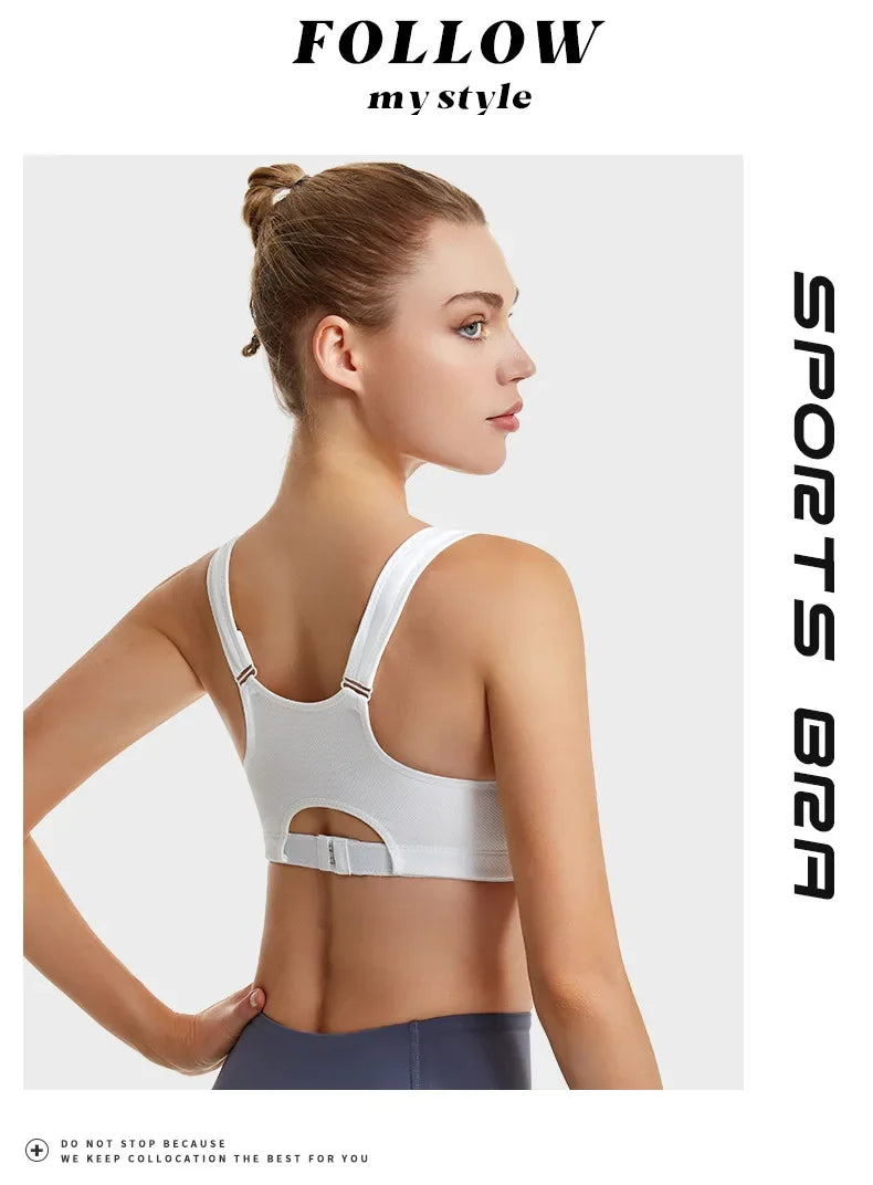 INTIMO SECRETS Women’s Shockproof Sports Bra – Front Zipper Yoga Vest