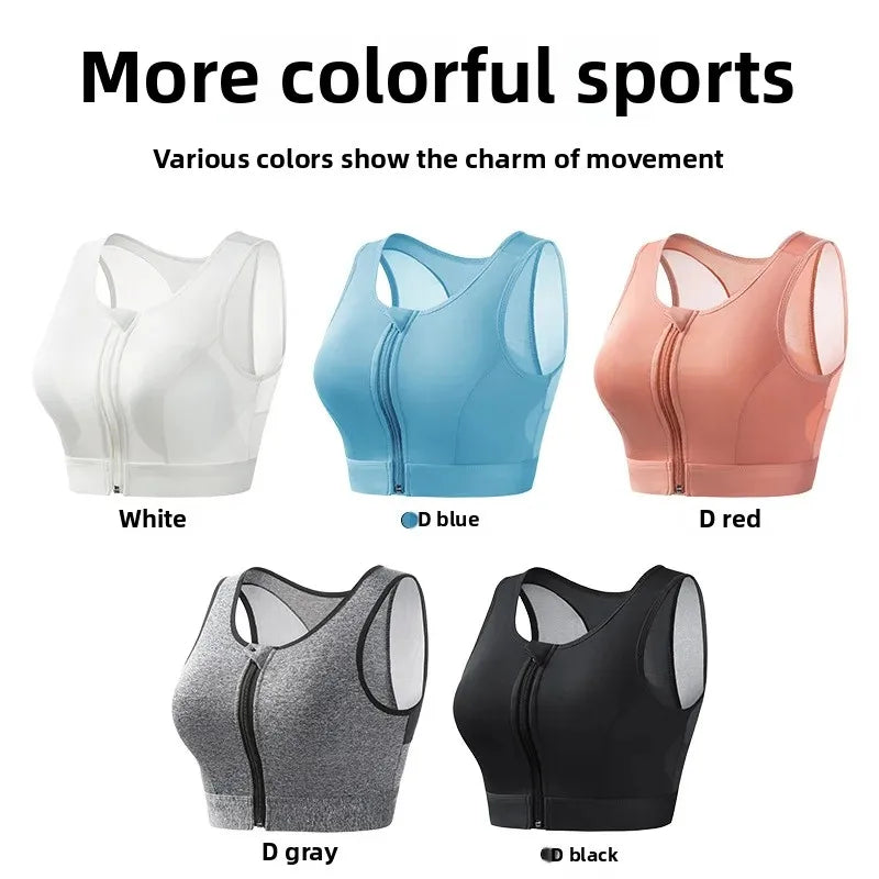 INTIMO SECRETS Women’s High-Impact Sports Bra – Zipper Yoga Vest