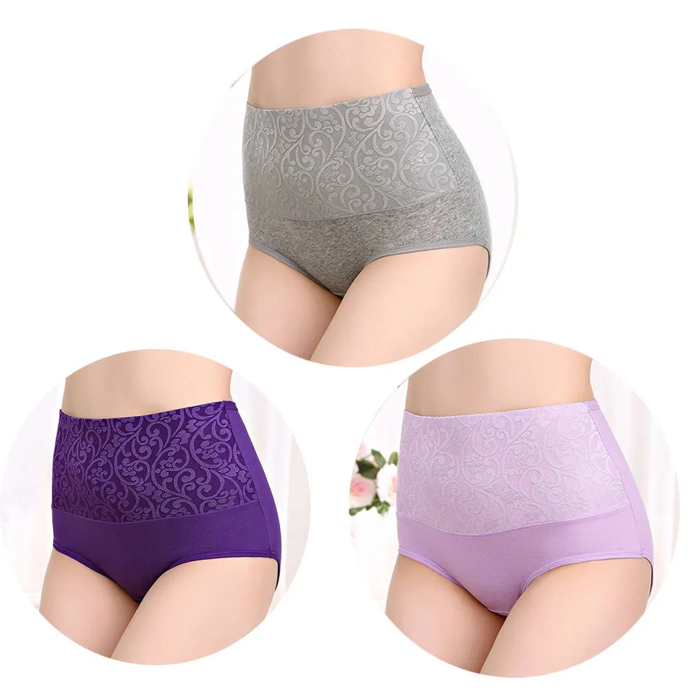 INTIMO SECRETS 3-Pack Women’s High-Waist Cotton Briefs – Breathable & Comfortable