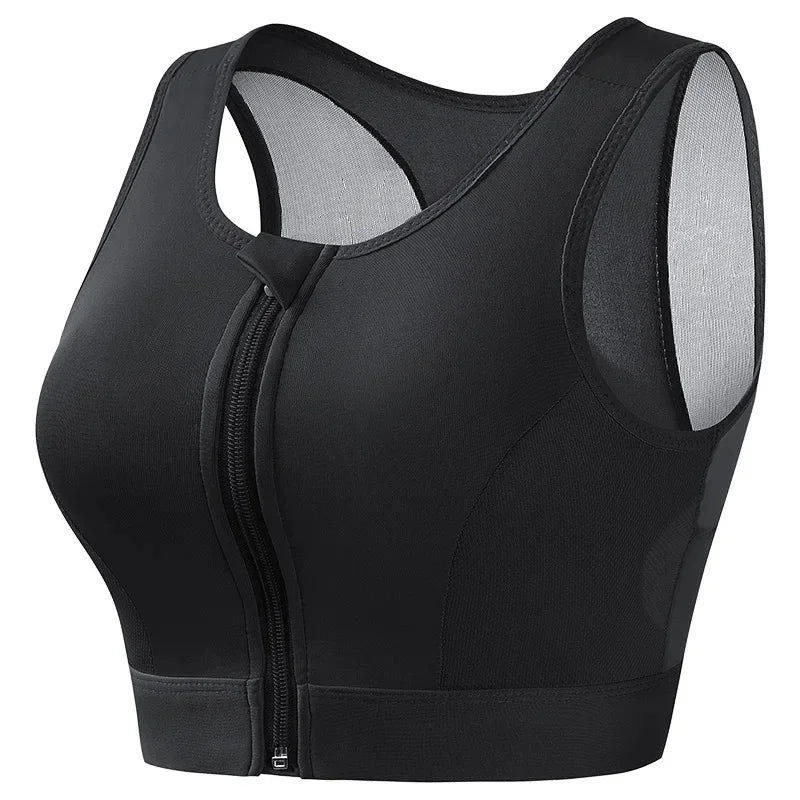 INTIMO SECRETS Women’s High-Impact Sports Bra – Zipper Yoga Vest