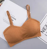 INTIMO SECRETS Women’s Wireless Solid Bralette – Ribbed Crop Top, Push-Up, No Wire