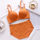 Sexy Push Up Bra Corset Wireless One-Piece Breathable Underwear Gathered Uphold Bra Set for Women Lingerie Seamless Bralette