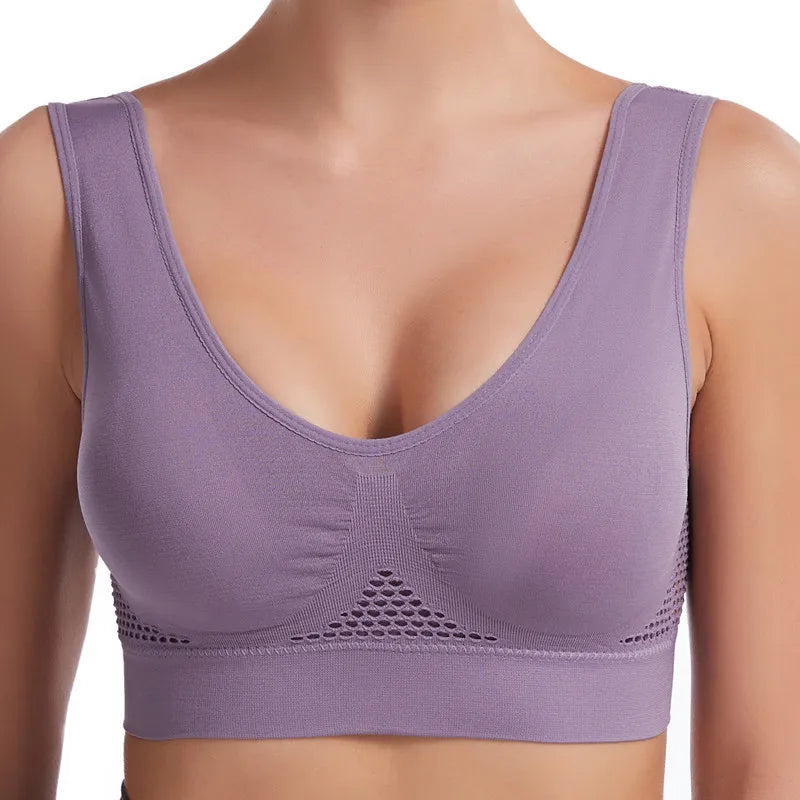 INTIMO SECRETS Women’s Seamless Wireless Yoga Bra – Breathable Push-Up Sports Vest
