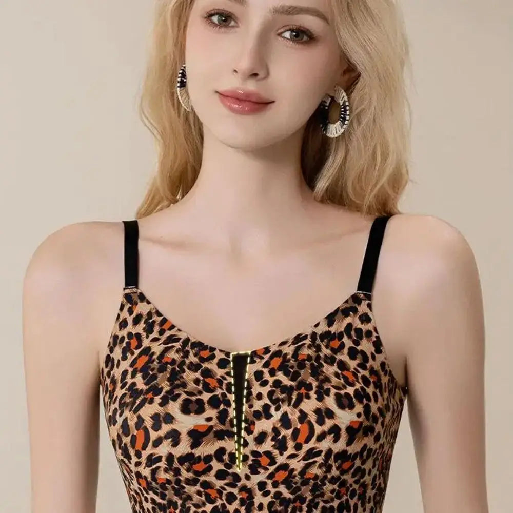 INTIMO SECRETS Leopard Print Wireless Minimizer Bra – Anti-Sag, Large Bust Support