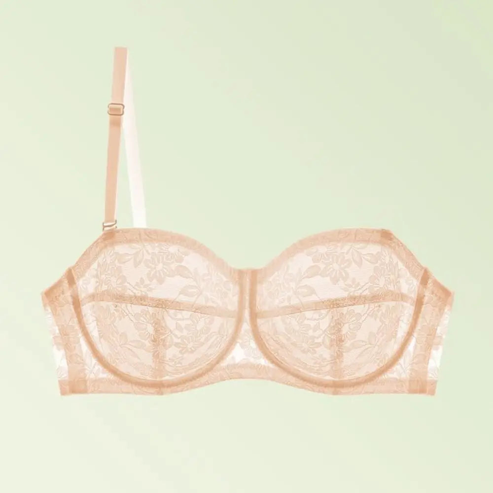 INTIMO SECRETS Women’s Mesh Lace Transparent Bra – Seamless Push-Up Invisible Lingerie for Wedding