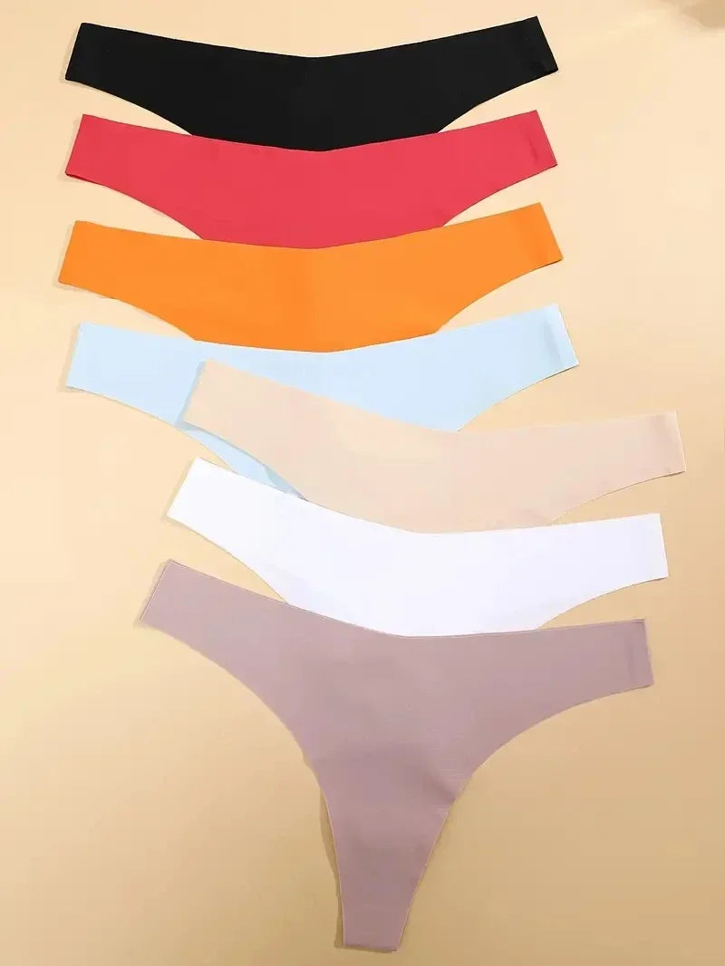INTIMO SECRETS 7-Pack Women’s Seamless Ice Silk Low-Rise Thong Panties (XS-XL)