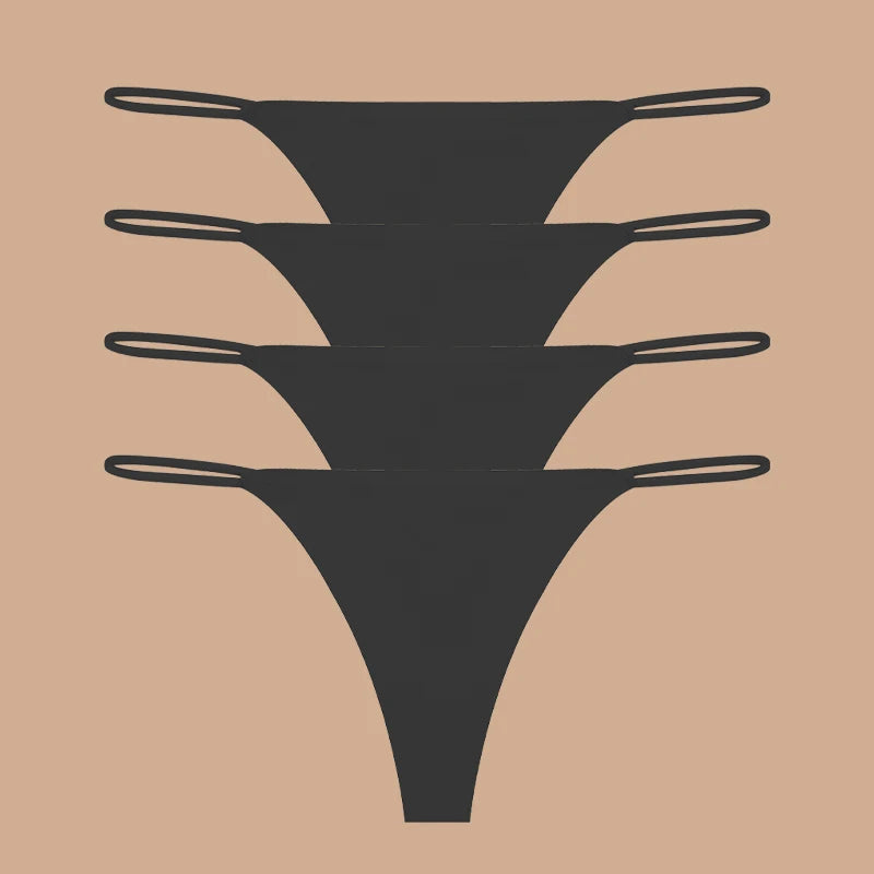 INTIMO SECRETS 4-Pack Women’s Seamless Ice Silk Thongs – Low-Waist, Stretchy G-String Panties