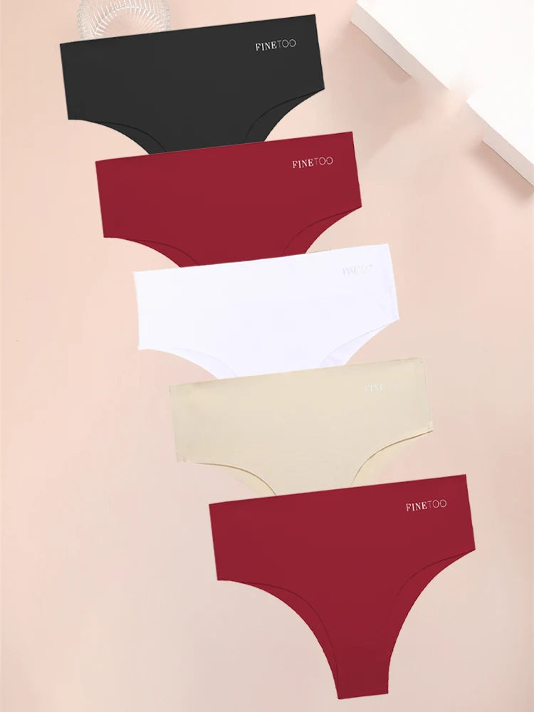 FINETOO 5PCS Women Seamless Plus Size Underwear Sexy High Waist Briefs Female Stretch Comfortable Traceless Lingerie XL-XXXXXL