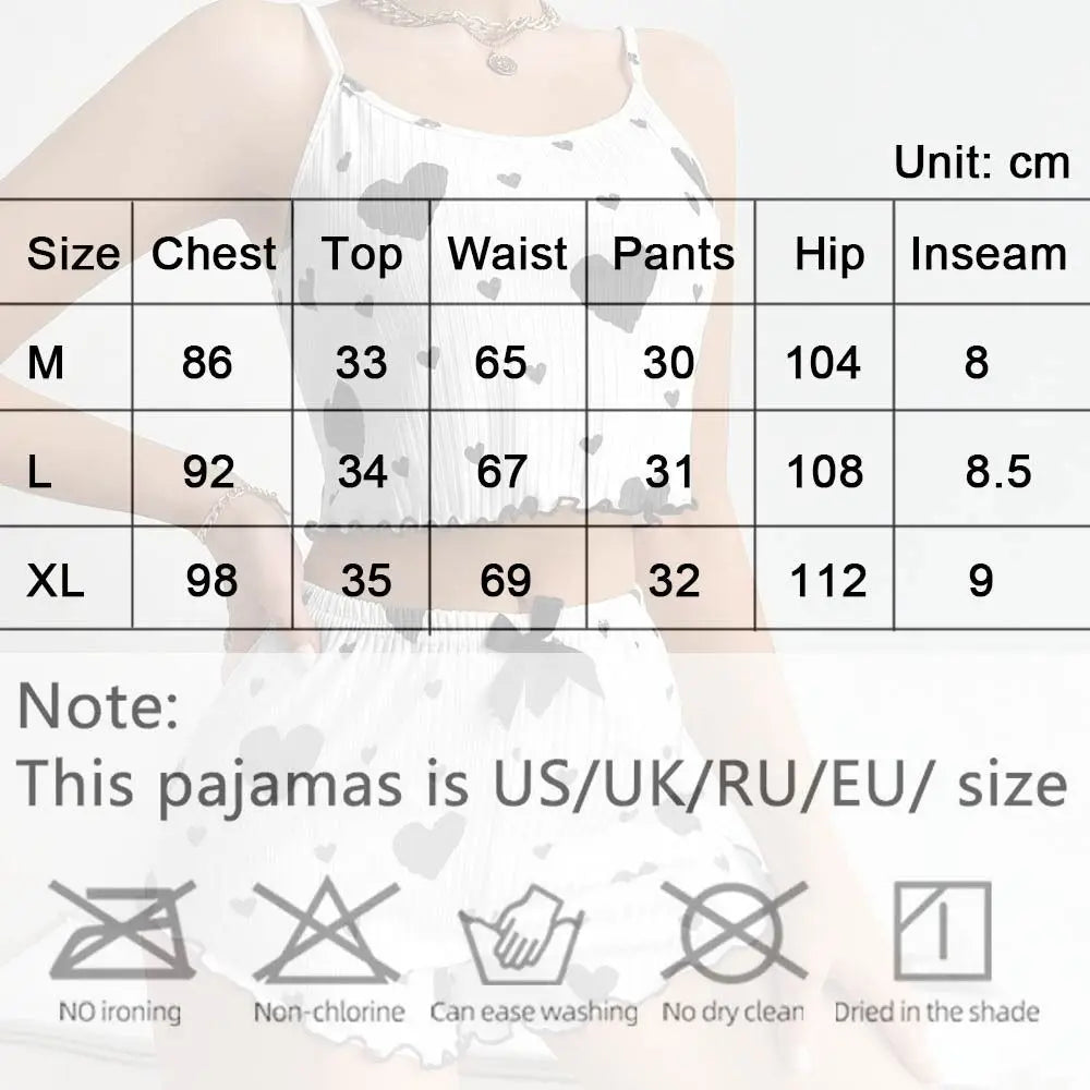 New Summer Thin Pajamas Solid Color Polyester Leisure Suit Homewear Set Sling Shorts Ladies