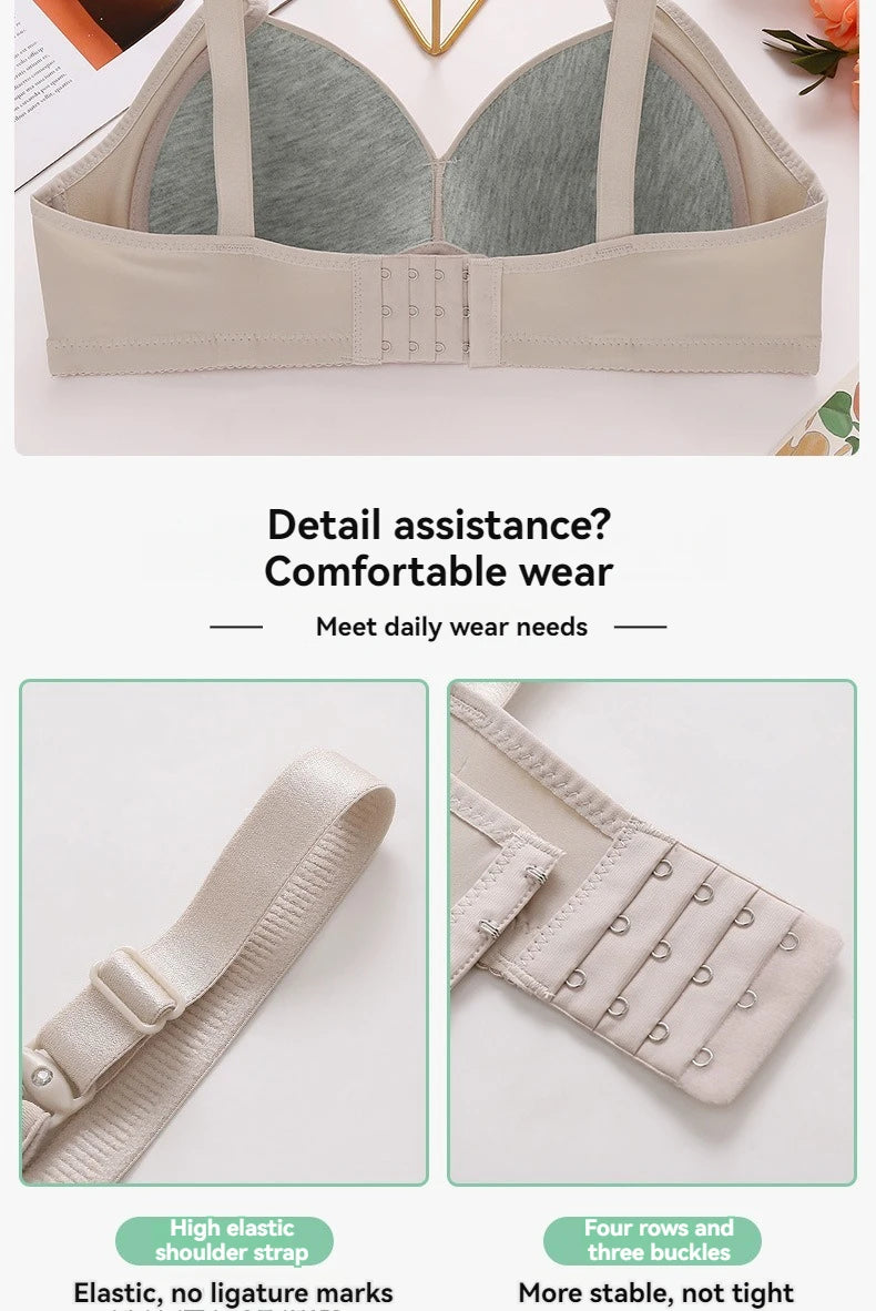 New Non-magnetic Thin Cup Glossy Fat Mm Bra Large Size No Underwire Comfortable Breathable Gathered Women's Underwear