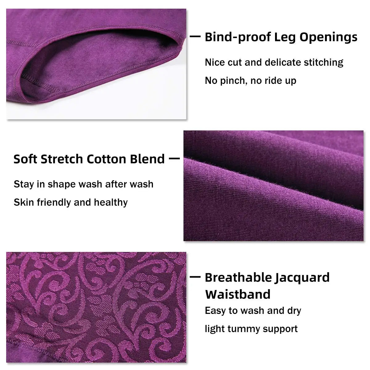 INTIMO SECRETS 3-Pack Plus Size Cotton Panties – High Waist Full Coverage