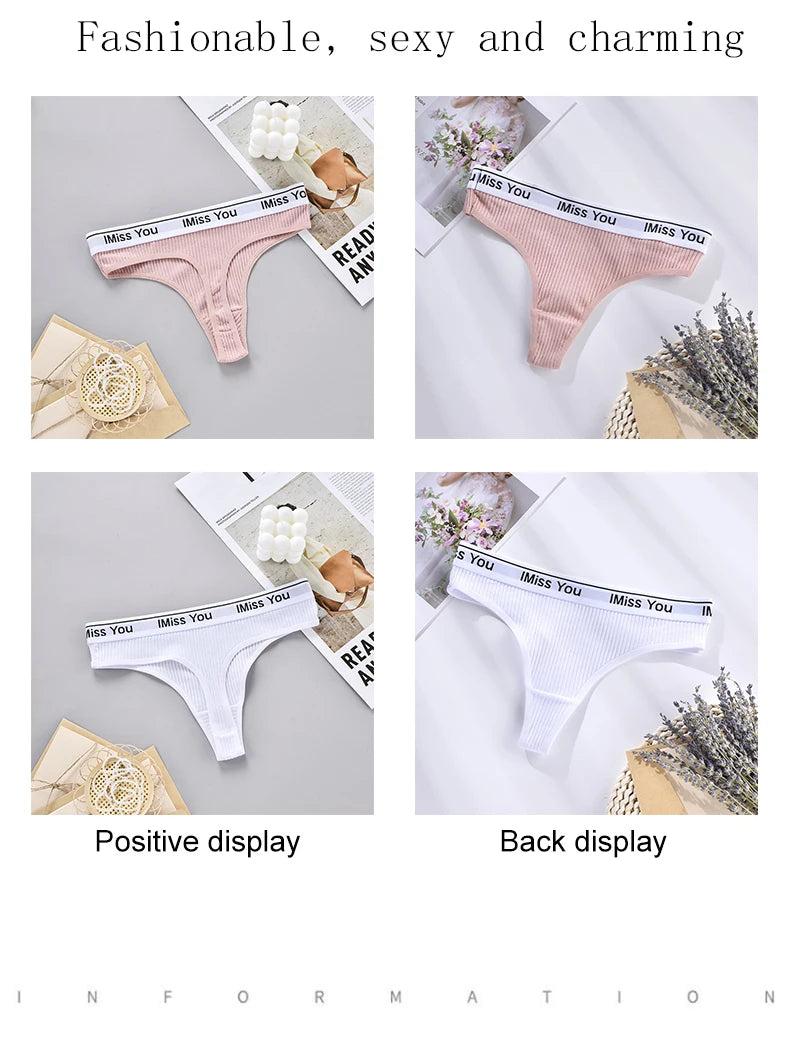 INTIMO SECRETS 3-Pack Women’s Cotton Thongs – Low-Waist, Soft & Comfortable G-String Panties