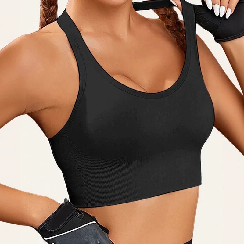 INTIMO SECRETS Women’s High-Impact Backless Sports Bra – Gathered, Breathable Fitness Top