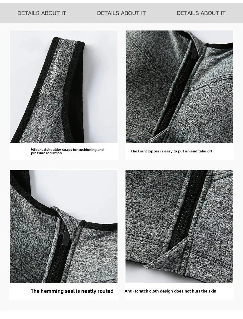 INTIMO SECRETS Women’s Shockproof Sports Bra – Front Zipper Yoga Vest