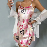 Ladies Sexy Sling Nightgown Nightdress Women's Sexy Lingerie Silk Satin Sleepwear Floral Pinting Nightwear Homewear Mini Dress