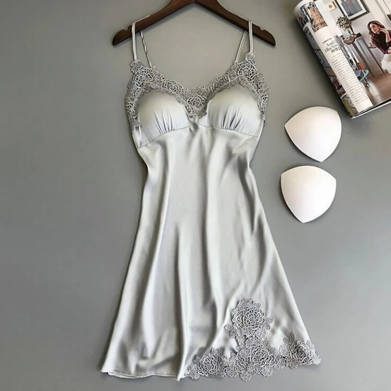 Sexy Pajamas Women's Silk Suspender Nightdress Ladies Spring And Summer Ice Silk Thin Halter Home Service Satin Night Dresses