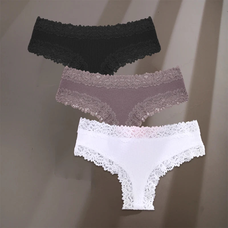 INTIMO SECRETS 3-Pack Women’s Floral Lace Cotton Panties – Sexy Soft Briefs S-XL