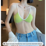 Women's Thin Summer French Style Sexy Deep U Shell Cup Bra Wireless Seamless Fashionable Underwear Comfortable Home Clothes