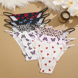 4Pcs/Set Graphic Print Briefs Women Seamless Ultra-thin Panties Sexy Low Waist Leopard Love Underwear Girls Breathable Lingerie