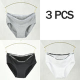 3PCS Women's Cotton Underwear High Elastic Letter Waistband Briefs Solid Color Fashionable Sports Soft Underwear