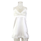 Women Sexy Lace V-neck Sleepwear Suspenders Nightdresses Female Sleeveless Nightwear Sleep Nightdress For Ladies