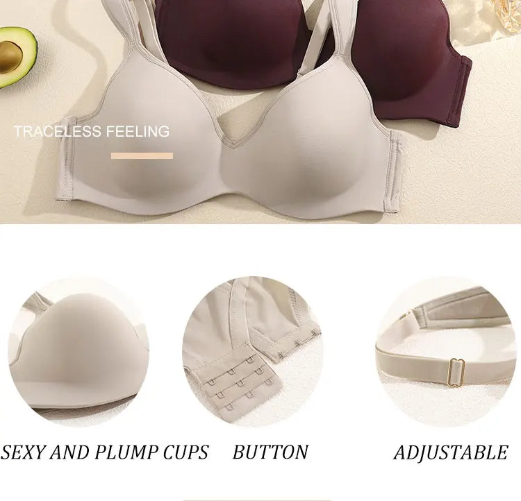 INTIMO SECRETS Plus Size Full Coverage Unlined Seamless Bra Wide Strap Wireless Push-Up