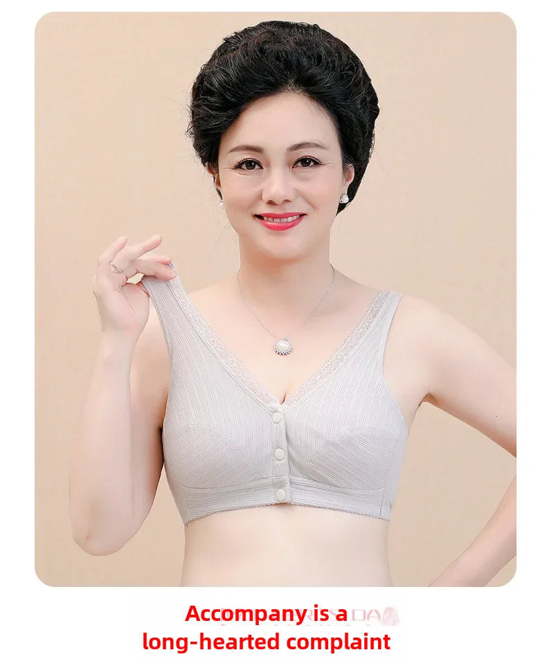 INTIMO SECRETS Women’s Cotton Front-Clasp Vest Bra – Wire-Free Comfort for Middle-Aged Women