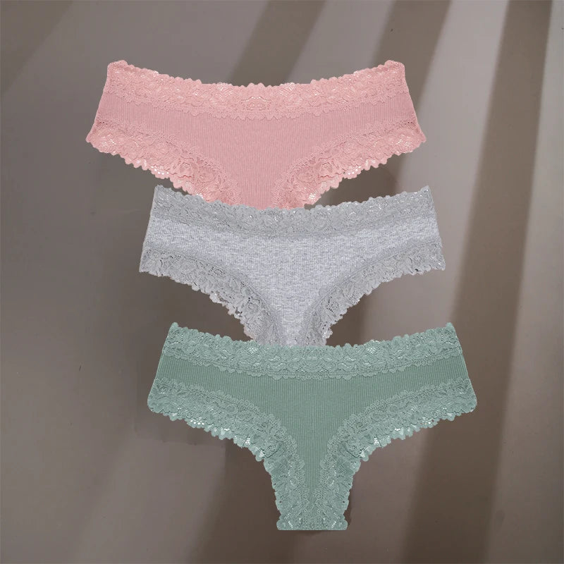 INTIMO SECRETS 3-Pack Women’s Floral Lace Cotton Panties – Sexy Soft Briefs S-XL