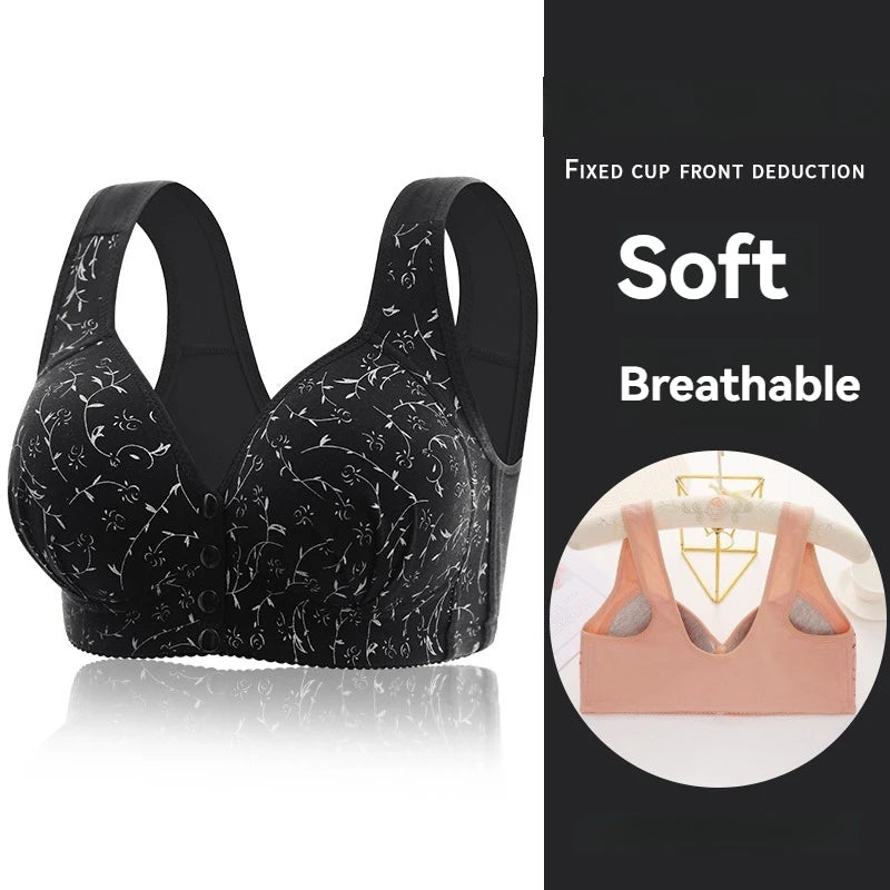 INTIMO SECRETS Women’s Floral Wireless Bra – Breathable Comfortable Front-Button Traceless