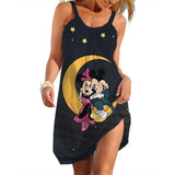Disney-Mickey Minnie Dresses for Women Soft Women's Beach Dresses Summer Fashion Sling Print Sexy Skinny Seaside Casual Oversize