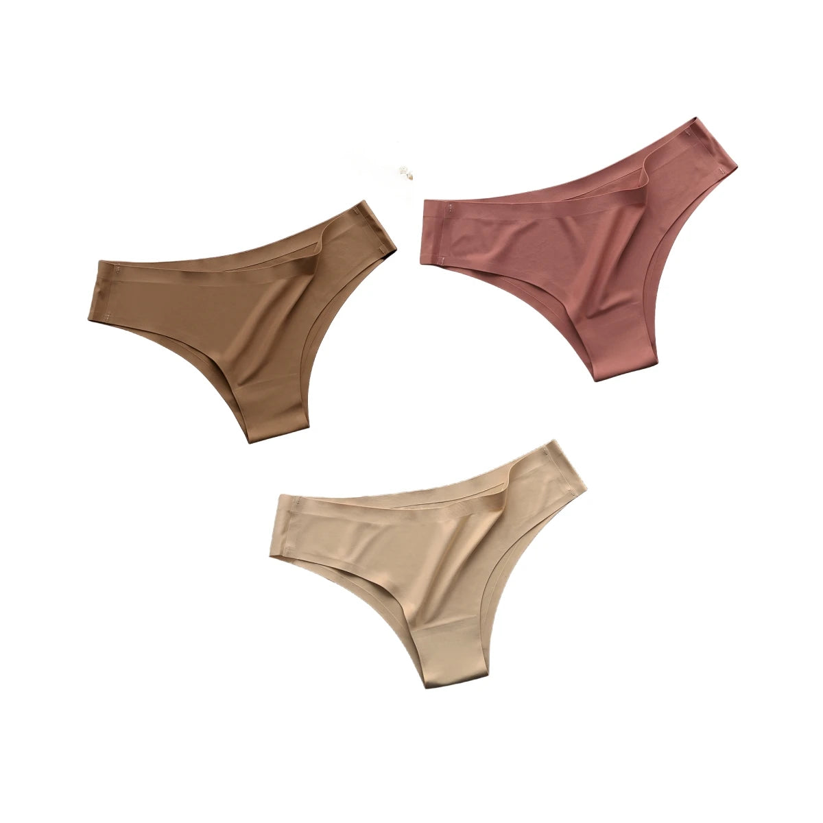 3Pcs/Set Seamless Panties Women Underwear Ice Silk Underpants Low Rise Female Solid Color Ultra-thin Sexy Lingerie