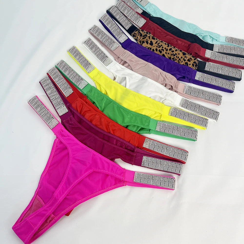 INTIMO SECRETS Rhinestone Thongs – Sexy Low-Waist G-String Underwear for Women