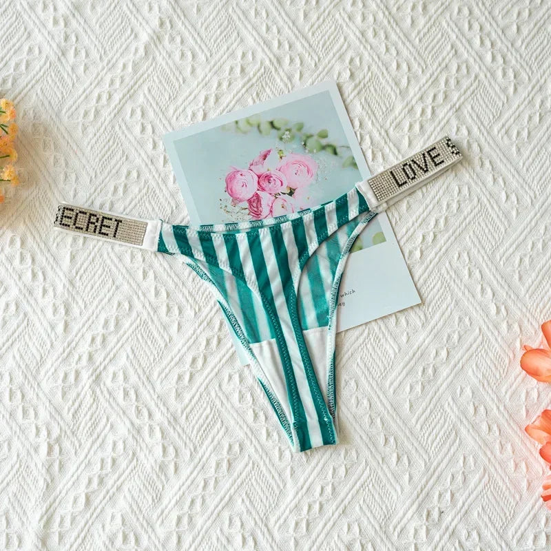 INTIMO SECRETS Sexy Rhinestone Low-Rise Thong for Women