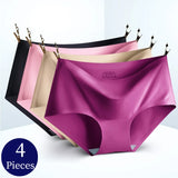 INTIMO SECRETS Plus Size Women’s Panties – Breathable Silk Satin 4PCS