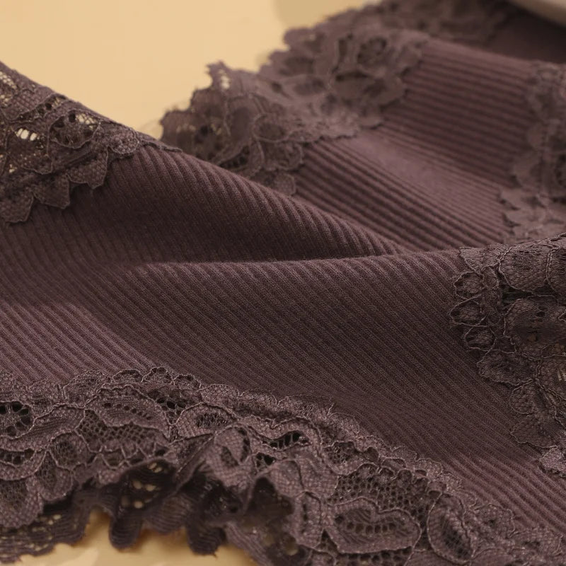 4Pcs/Set Women's Cotton Panties Lace Sexy Brazilian Pants Floral Lace Underwear Trendy Patchwork Briefs  Female Soft Underpants