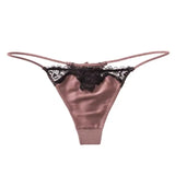 INTIMO SECRETS Embroidered Lace Thong – Seamless Satin T-Back G-String
