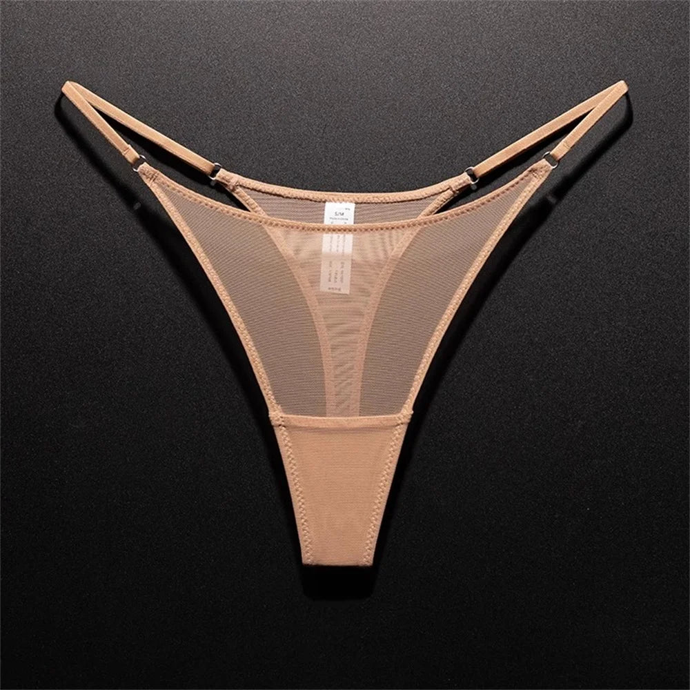 INTIMO SECRETS High Slit Seamless Thong – Ultra-Thin Mesh Sexy Underwear for Women, Plus Size