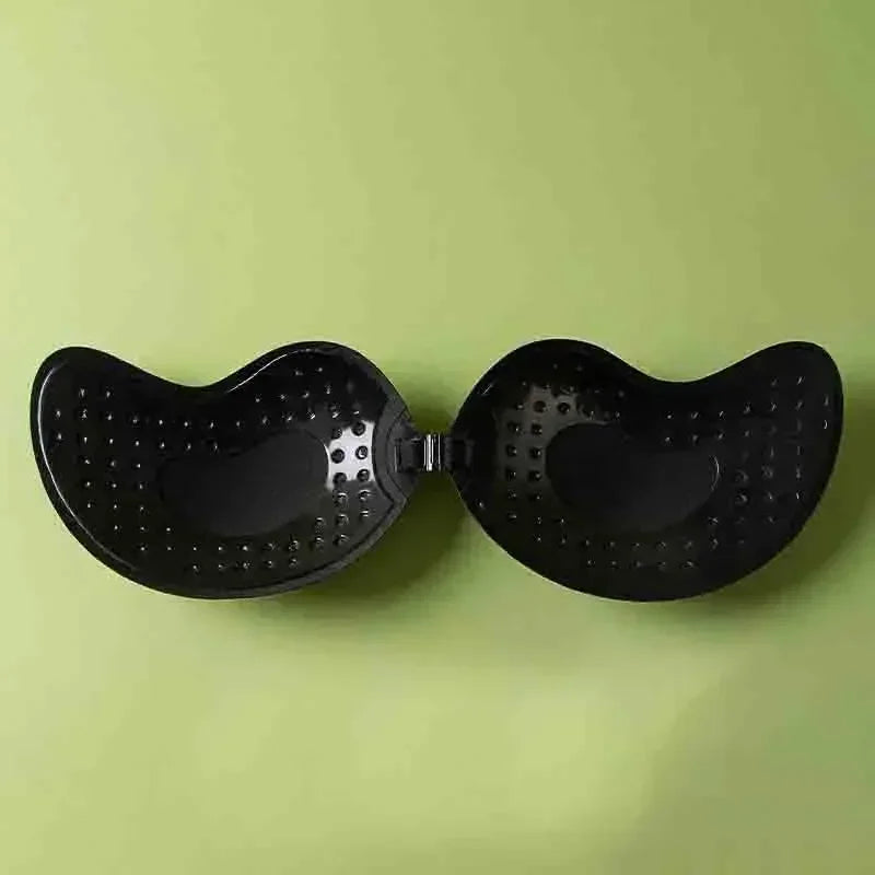 INTIMO SECRETS Women’s Invisible Strapless Adhesive Stick Bra – Push-Up Silicone Bralette & Nipple Covers