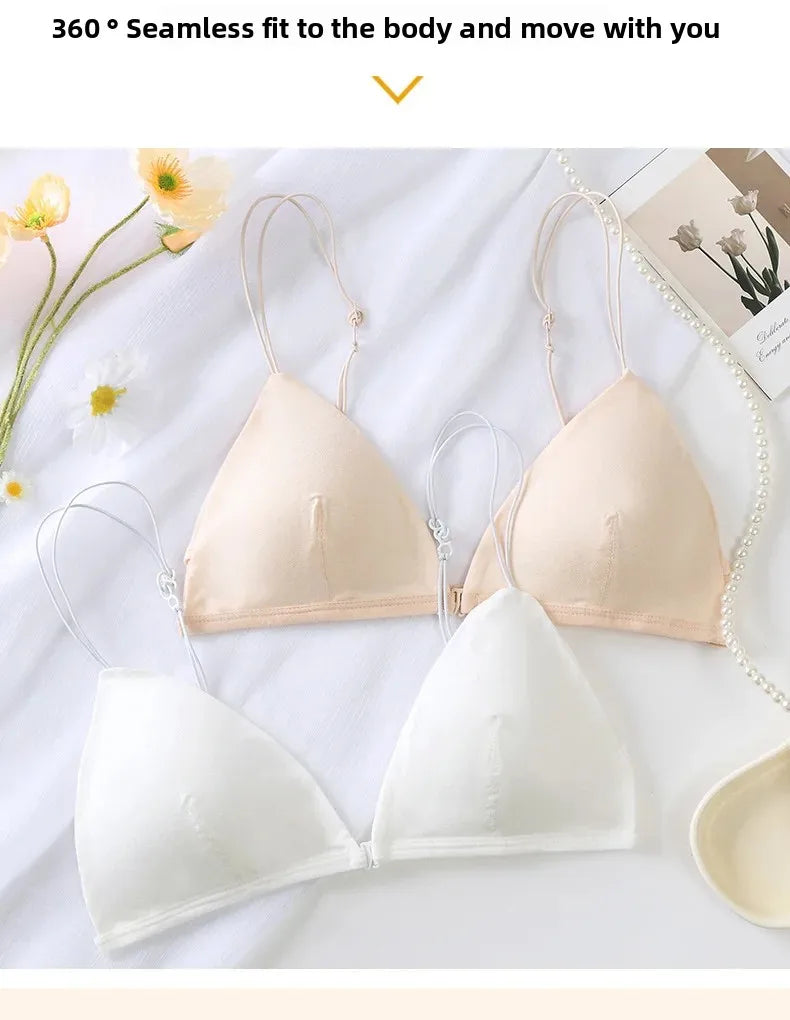 Summer Hit Low Cut Backless Pure Cotton Wrap Chest Bra Women's Sexy Interest Triangle Cup Strapless Underwear Intimate Apparel