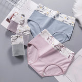 4PCS High Waist Women's Panties Breathable Cotton Panty Lovely Print Ladies Underwear Plus Size Female Lingerie Girls Briefs