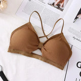 2023 sexy threaded sports yoga bra pure cotton sports bra fitness top bra breathable strap underwear bra pad wrap chest